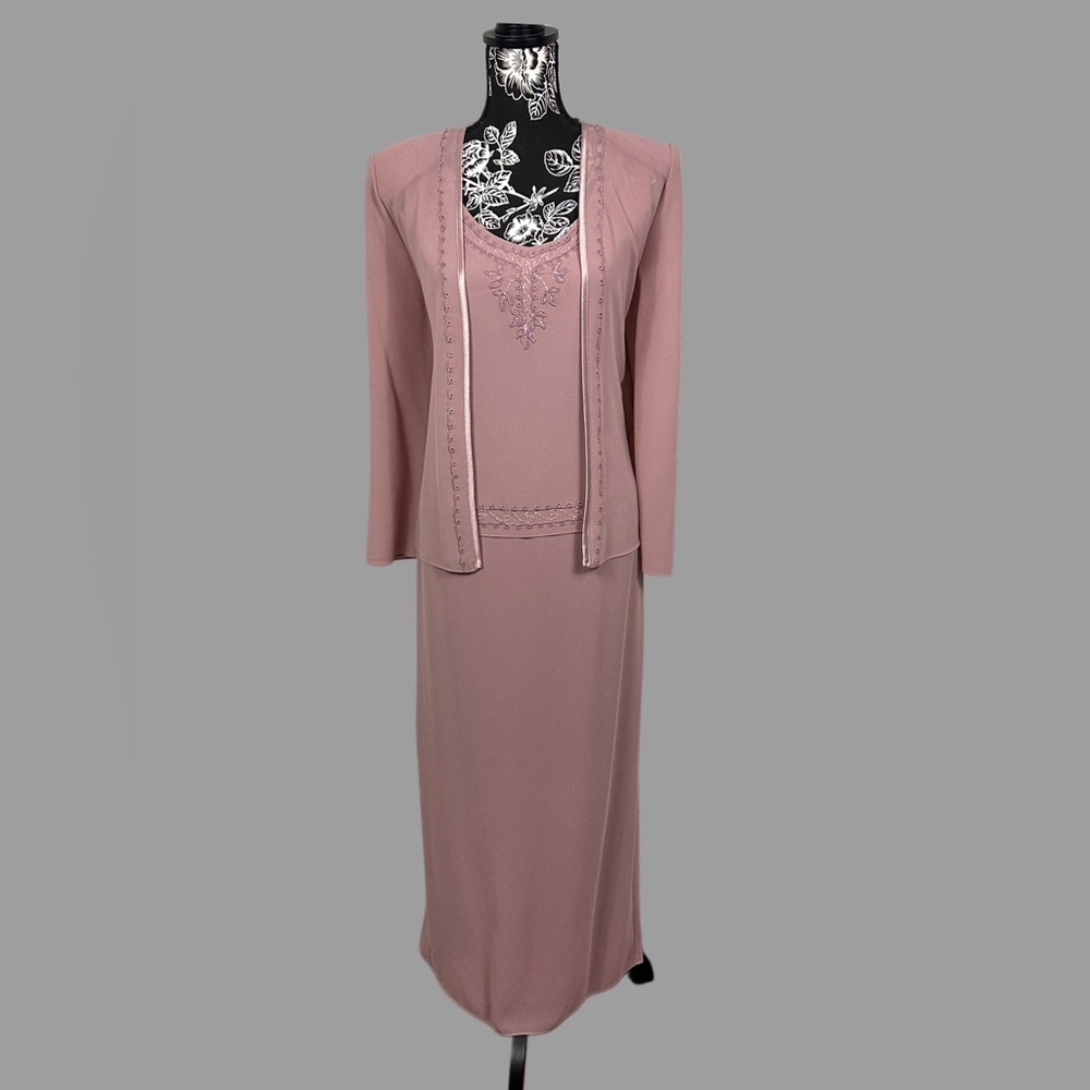 Women’s Embellished Rose Colored Dress and Jacket